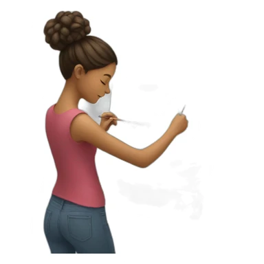 Girl painting sticker