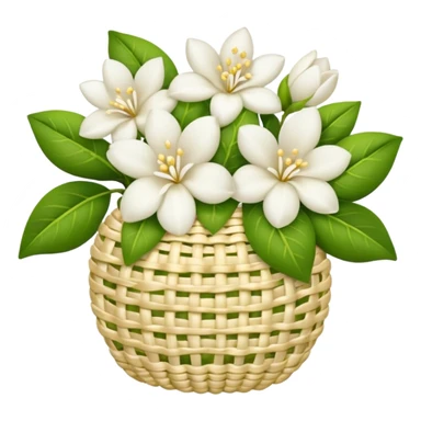 gajra with jasmine flowers and a hint of gold thread, elegant, apple emoji style sticker