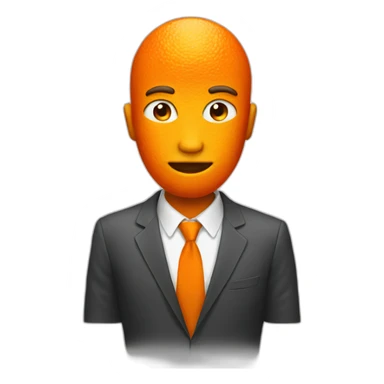 men with orange fruit head sticker