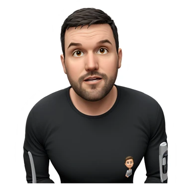 male in black shirt indoors sticker