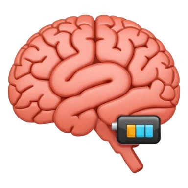 brain emoji with a low battery logo sticker