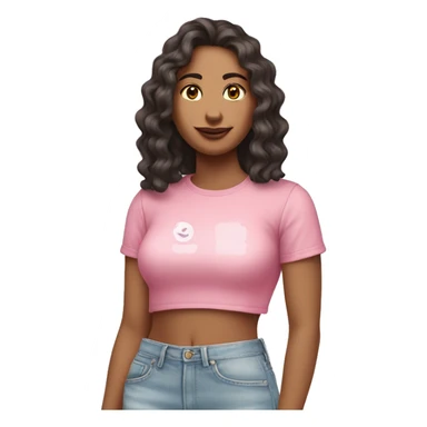 pink shirt white crop top women emoji fair skin wavey hair  sticker