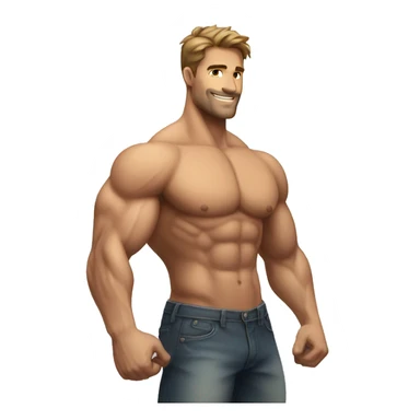super buff muscular handsome man sticker