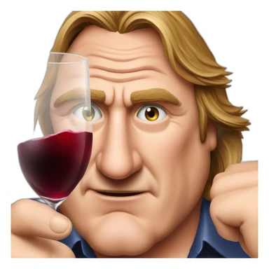 Gérard Depardieu alcoolisé avec une verre de vin rouge à la main  sticker
