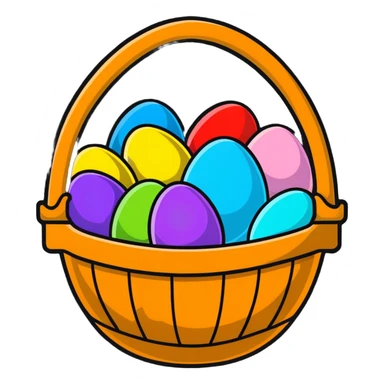Easter basket filled with colorful eggs sticker