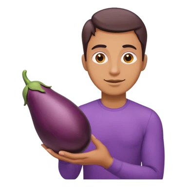 man holding eggplant sticker