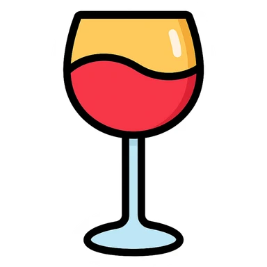 A wine glass in color icon style, with a slight shine effect, subtle highlights, clean and modern look sticker