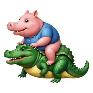 A fat pig riding a alligator  sticker