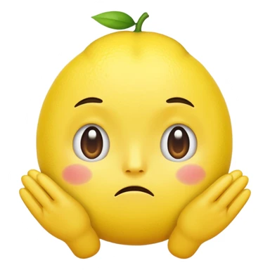 lemon with face emoji, sad expression, hands and legs, cute sticker