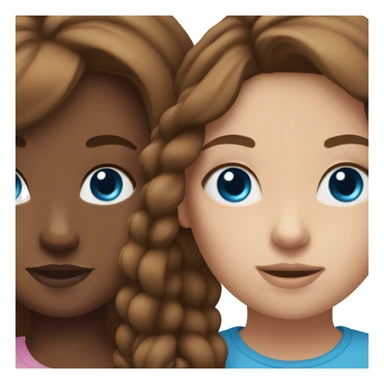 twin sisters with blue eyes and brown hair sticker
