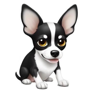 a black and white chihuahua who’s drinking a chamomile  sticker