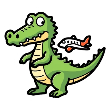 crocodile with airplane body sticker