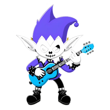 Punk rock jester with guitar and gothic style sticker