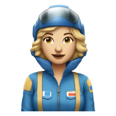 Pretty Honey blonde woman in blue helmet and blue flight jumpsuit  sticker