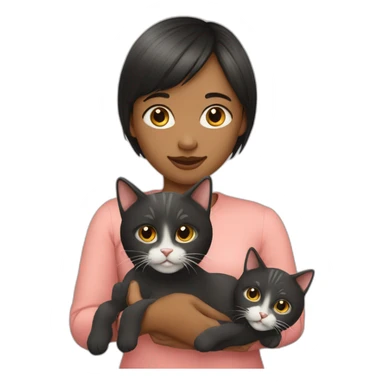 girl-with-bang-cut-holding-two-cats sticker