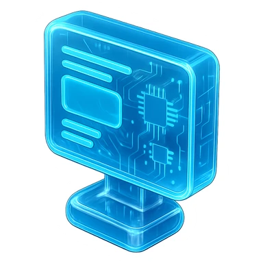 sleek futuristic monitor with blue neon glow sticker