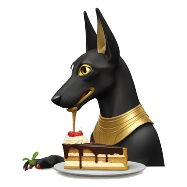 Anubis (pal) eating cake sticker