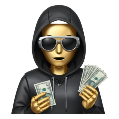 hoodie, sunglasses, money ROBOT sticker