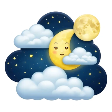 Yellow Moonlight and mini clouds left and right side with beautiful finish  sticker