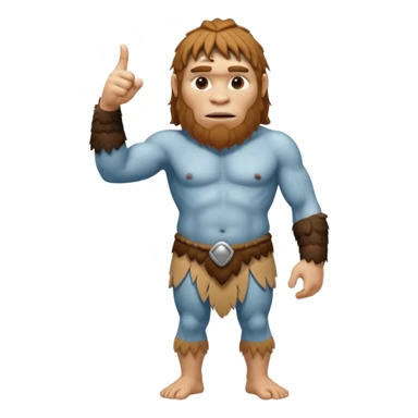 A full-bodied Neanderthal, dressed in a loincloth, points his thumb to the right
 sticker