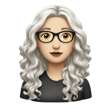 white girl with black wavy shoulder length hair and glasses sticker