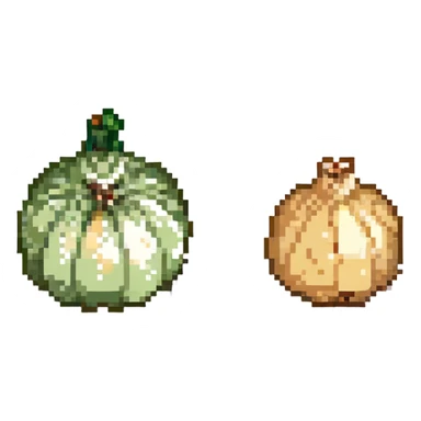 pixel art style garlic head and onion side by side sticker