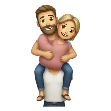 man carrying wife on shoulders sticker