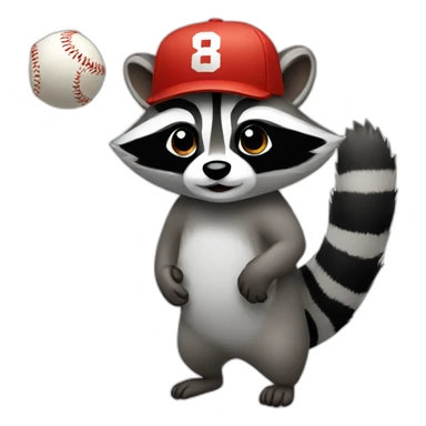 raccoon with a baseball hat sticker