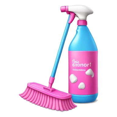 Pink cleaning product sticker