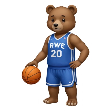 Bear with full body and wearing basketball jersey that says RWE sticker