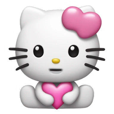 hello kitty with no mouth holding a pink heart sticker