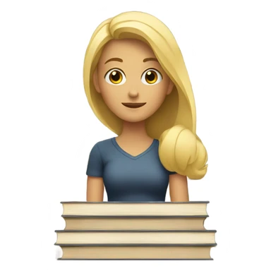 Smart blonde girl with books sticker