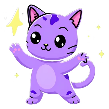 alien cat casting a spell with sparkles and stars sticker