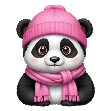 panda with beanie and pink scarf sticker