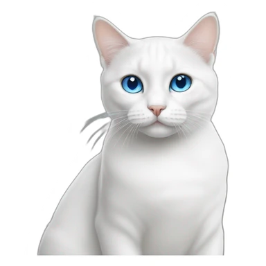 British white cat with blue eyes sticker