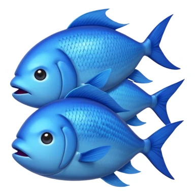 large pile of blue fish, iPhone Apple emoji style, something between 2D and 3D sticker
