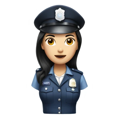 Asian Policewoman with long black hair  sticker