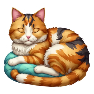 full body colourful light patched calico tabby cat sleeping sticker