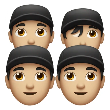 white boy, with a black hair, brown eyes and with a black cap sticker