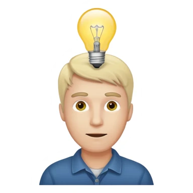 white man with light bulb over head, came up with idea sticker