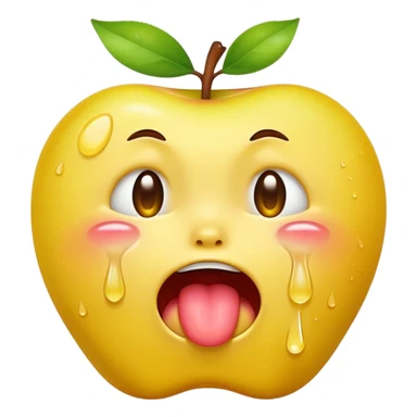 regular yellow apple emoji but it’s crying streams of tears and has its tongue out sticker