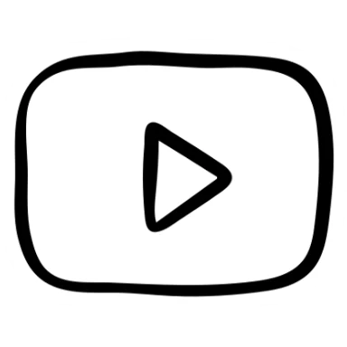 YouTube logo, rectangle with rounded corners and play button in the center sticker