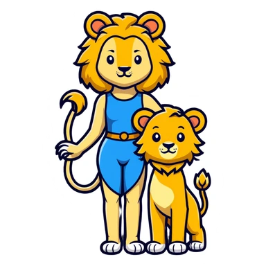 golden haired anthropomorphic lion girl, human face and body, lioness ears sticker