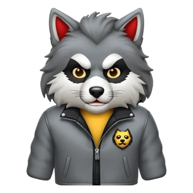 Lobo cinza usando uma jaqueta preta sticker