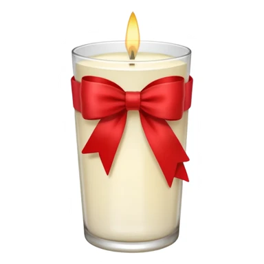 Soft vanilla long glass candle, with little red bow sticker