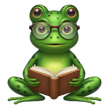 frog with glasses and book sticker
