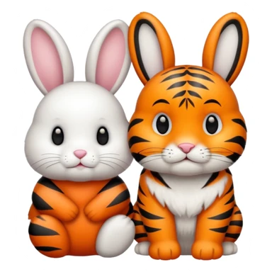 White bunny and tiger next to each other sticker