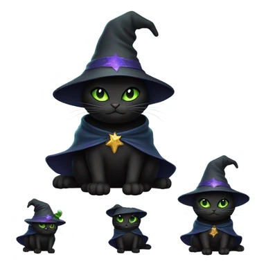 Black cat wizard sticker