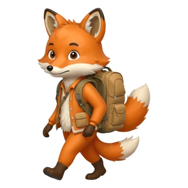a fox walking with a backpack
 sticker