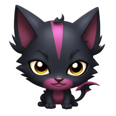 Cool Cute Edgy Black Dark Chibi Cat-Noibat-Noivern-Litten-Fakémon-hybrid sticker